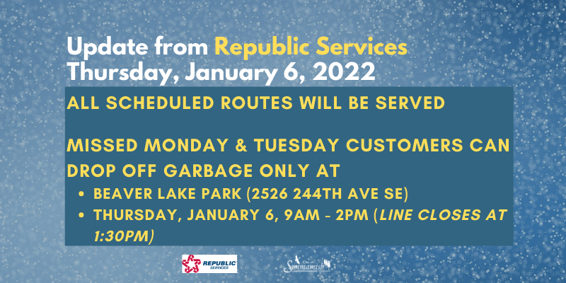 Update from Republic Services Thursday January 6, 2022